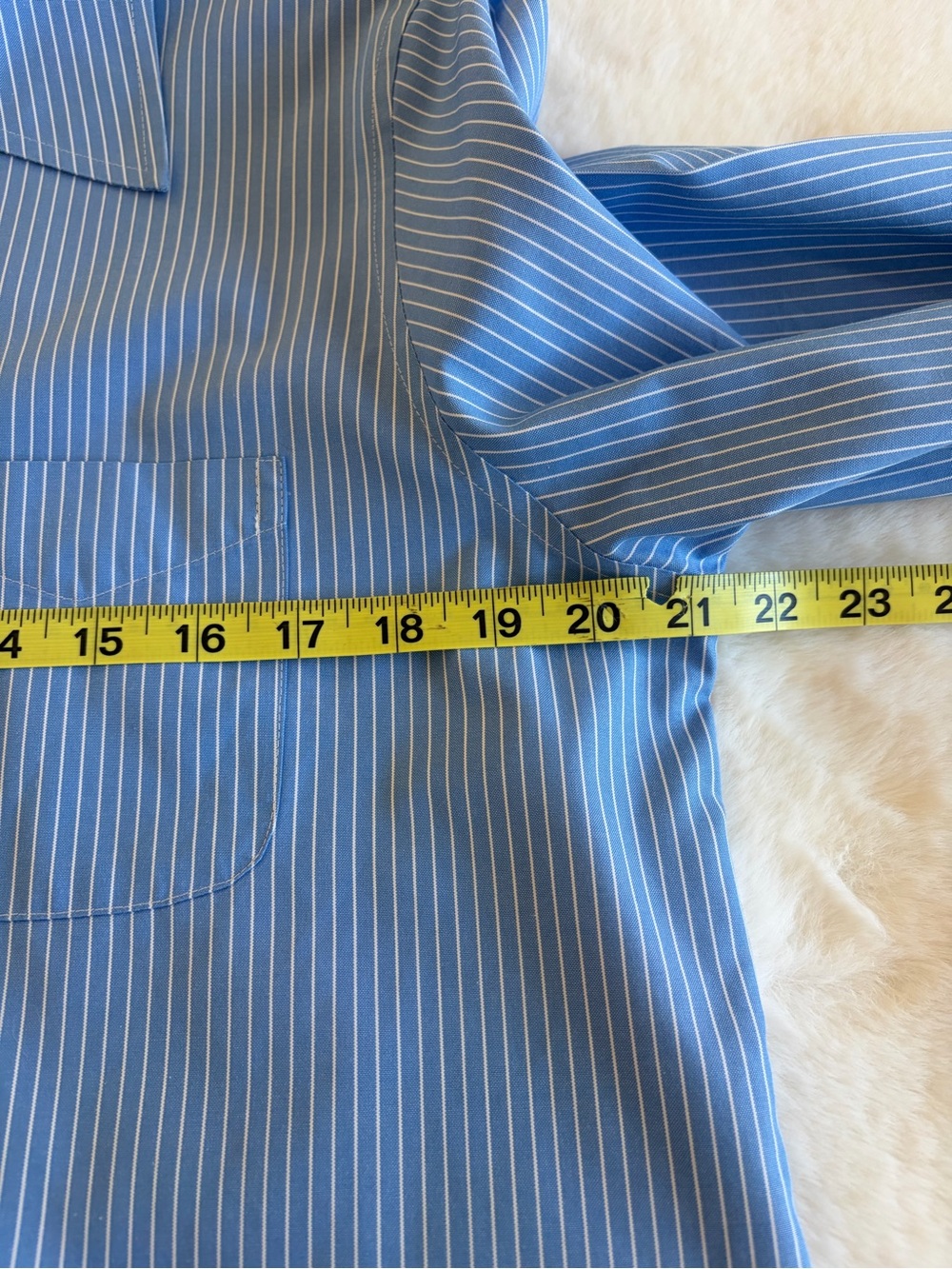 L.L. Bean Wrinkle Free Blue and White Striped Button Down Shirt | MP - Picture 9 of 11